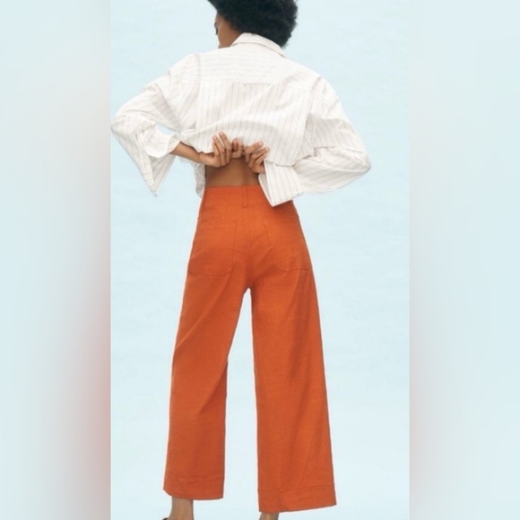 Anthropologie Maeve The Colette Cropped Wide-Leg Faux Leather Pants SIZE 34 EUC - Picture 4 of 15